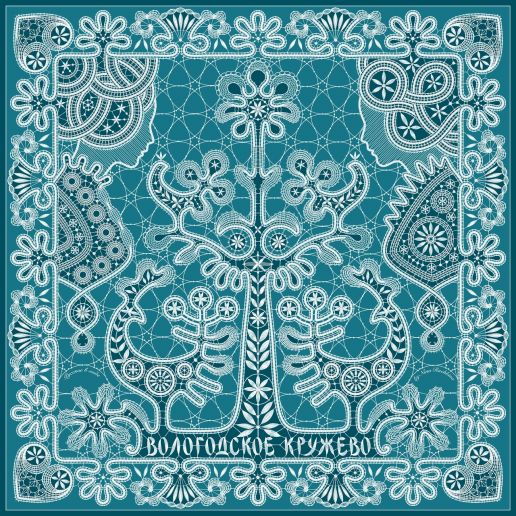 Платок "Вологодское кружево", 90*90, 70% шёлк 30% вискоза ручн. подш.