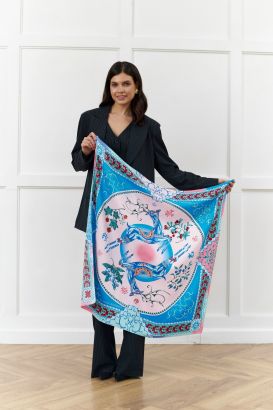 Платок "Северное сияние" , 90*90, 70% шёлк 30% вискоза ручн. подш.