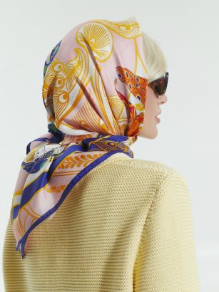 Платок "Русские сезоны. Леон Бакст", 90*90, ручная подшивка 100% шелк