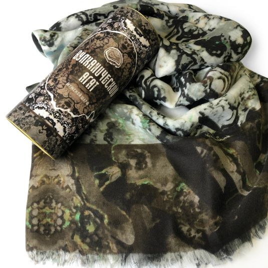 Шарф "Вулканический агат" 80*180, 70% шерсть 30% модал