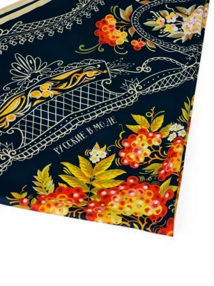 Платок "Тагильские подносы", 90*90 см, 70% шелк 30% вискоза, ручн. подш.