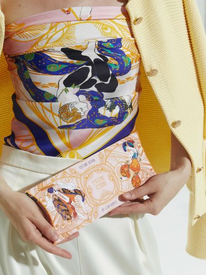 Платок "Русские сезоны. Леон Бакст", 90*90, ручная подшивка 100% шелк