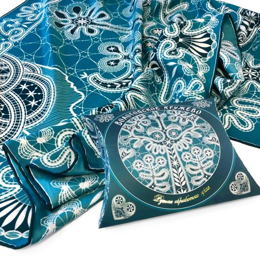 Платок "Вологодское кружево", 90*90, 70% шёлк 30% вискоза ручн. подш.