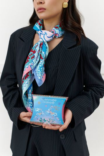 Платок "Северное сияние" , 90*90, 70% шёлк 30% вискоза ручн. подш.